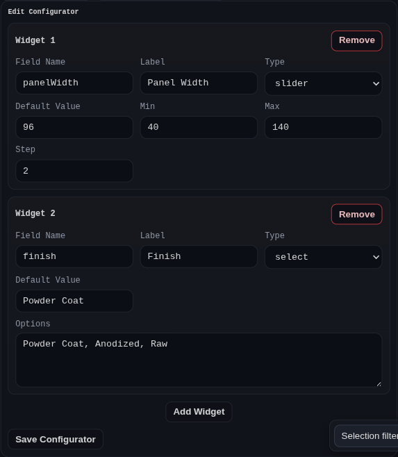 Configurator editor