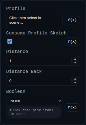 Extrude feature dialog