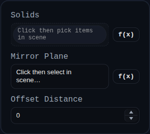 Mirror feature dialog