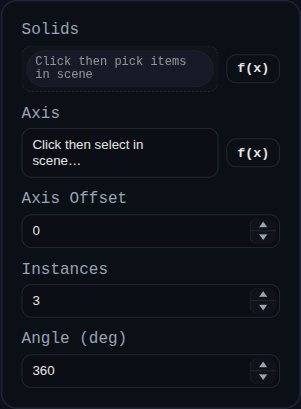 Pattern Radial feature dialog