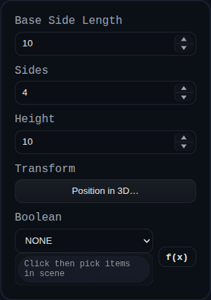 Primitive Pyramid feature dialog