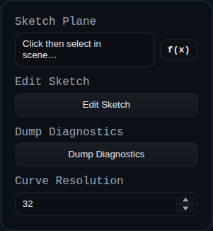 Sketch feature dialog