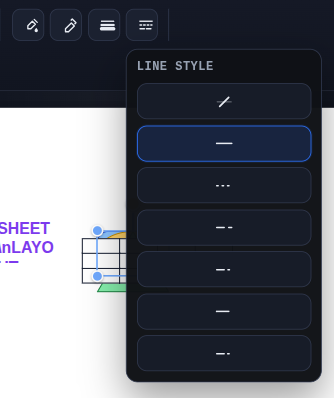 2D Sheets line style menu