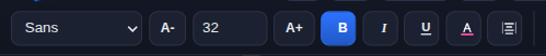2D Sheets text toolbar