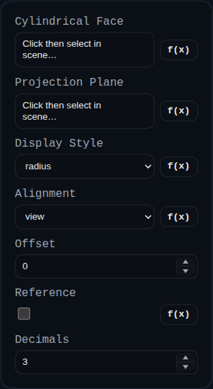 Radial Dimension dialog